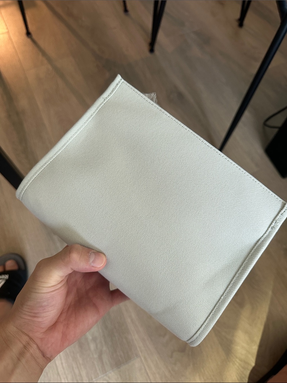 NEW! DIOR LIGHT GREY Embossed CD Logo Women's Canvas pouch - Picture 4 of 5